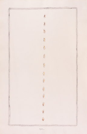 Untitled, 2003, Ink dyes and incision on paper, 39.5" x 25.5"