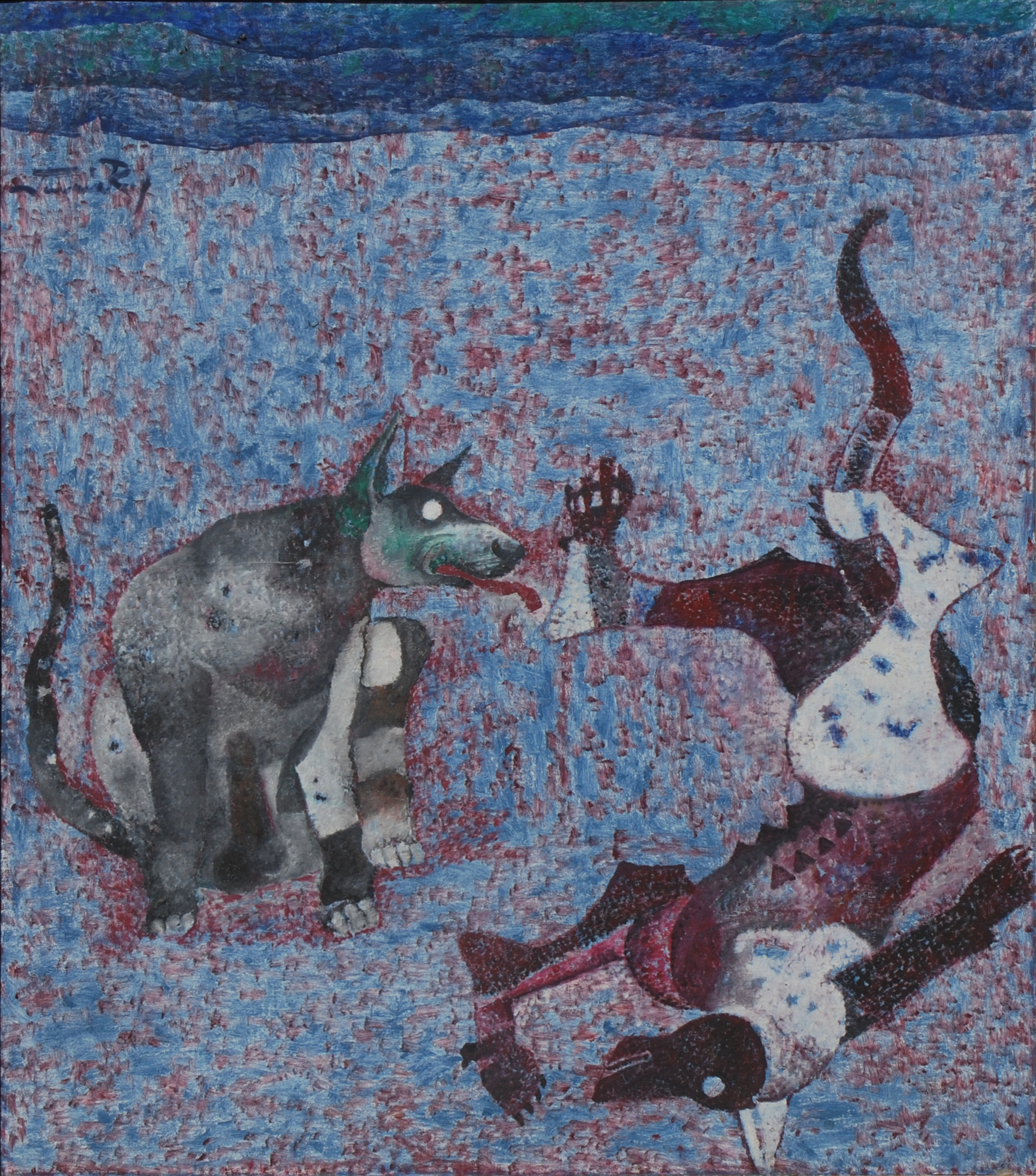 A.P. SANTHANARAJ, OIL ON CANVAS,PLAY,1996,  49.5X43.5 INCH