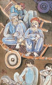 Ramgopal Vijaivargiya, Siesta, 1993, Watercolor on paper