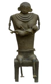 Kondh Bronzes, Seated Mother and Child, Bronze (lost wax casting)