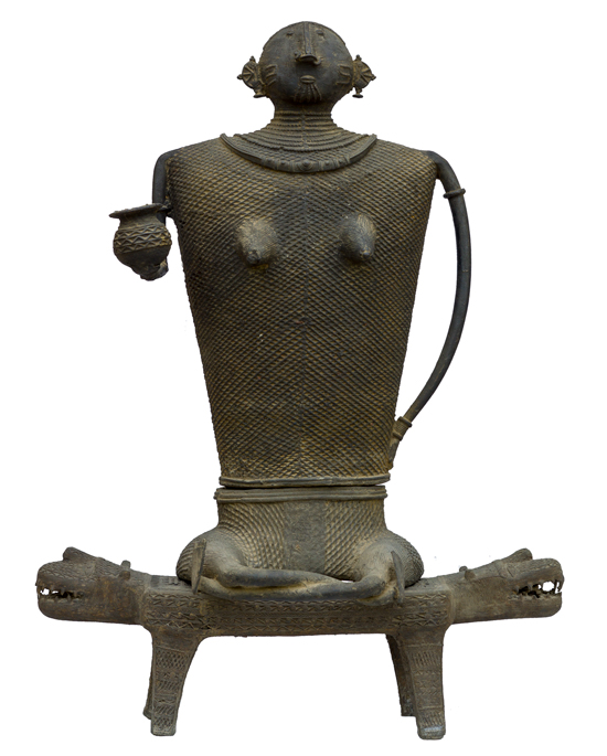 Kondh Bronzes, Seated Woman with Pot, Bronze (lost wax casting)