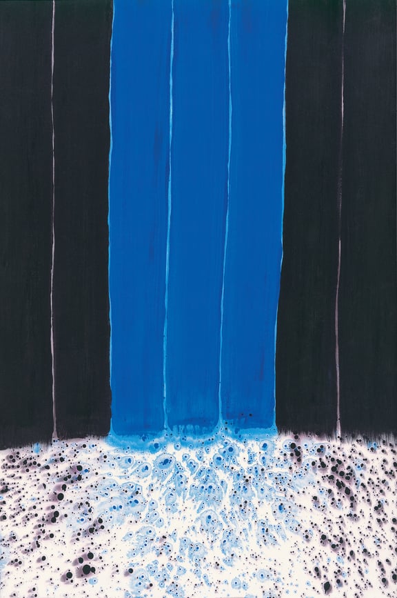 Sohan Qadri, Untitled, 1992, Ink dyes and incision on paper, 39.5" x 25.5"