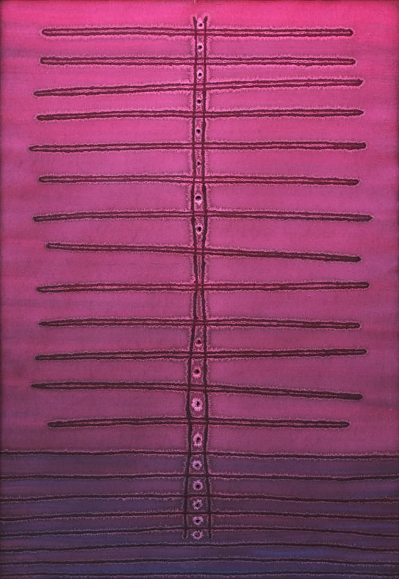 United II 2002 ink dyes & incision on paper 39.5" x 27.5"