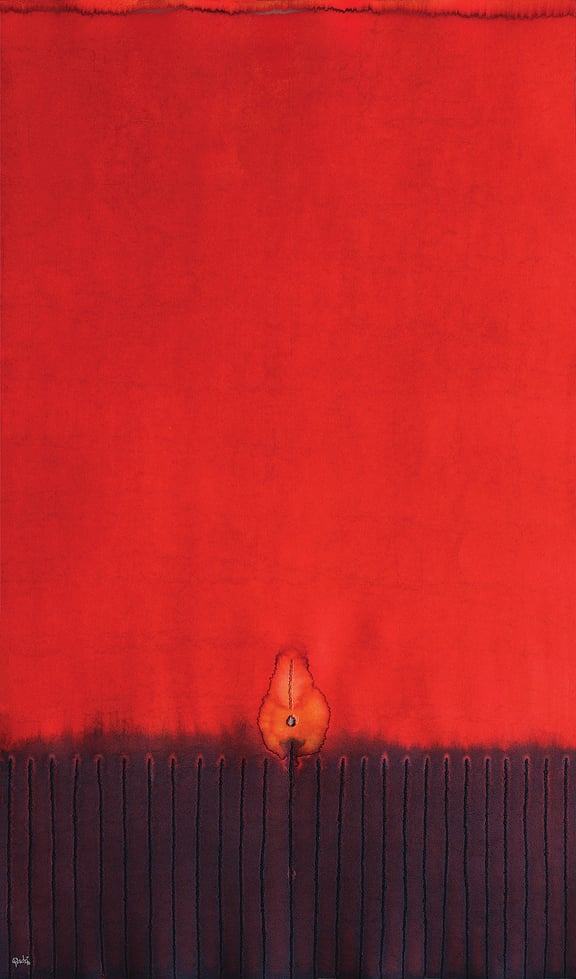 Untitled 2010 ink dyes & incision on paper 55" x 30"