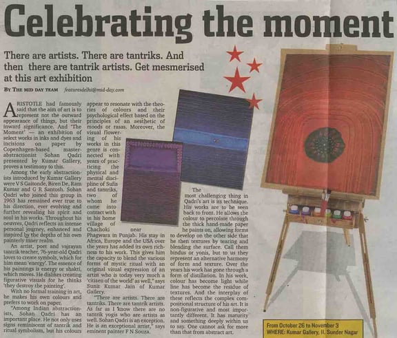 Mid Day, 23 October 2007: Celebrating the Moment